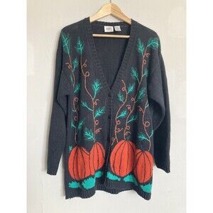 Vintage Jason Maxwell Pumpkin Cardigan MEDIUM Long Line Cotton Ramie